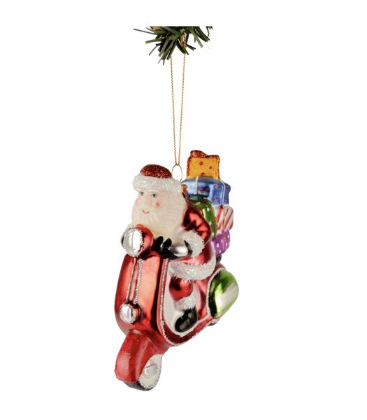 Boule de Noël  Père Noël sur Scooter 11 cm