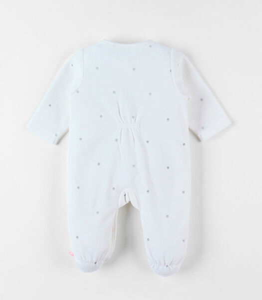 1-delige pyjama met egeltje uit fluweel, ecru/bolletjes
