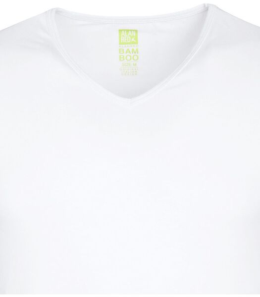 Alan Red T-Shirt Col-V Bambou Blanc
