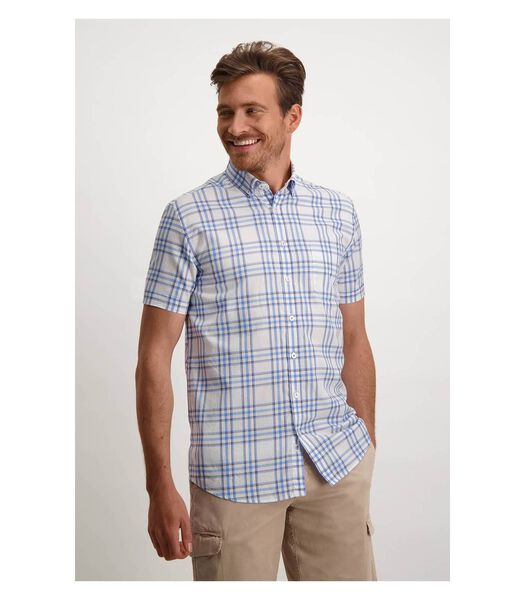 State Of Art Chemise Bleu A Carreaux Manches Courtes