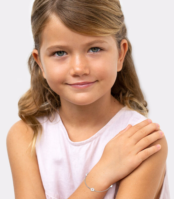 Bracelet Enfants Fleurs Filigrane Avec Cristaux Rose En Argent Sterling 925 image number 4