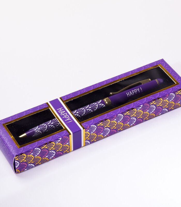 Fijne pen in gelakt metaal violet - Happy! image number 2