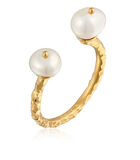 Ring Elli Premium Ring Dames Open Gehamerd Trend Met Zoetwater Gekweekte Parels In 925 Sterling Zilver Verguld image number 0