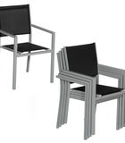 Lot de 8 chaises en aluminium gris - textilène noir image number 2