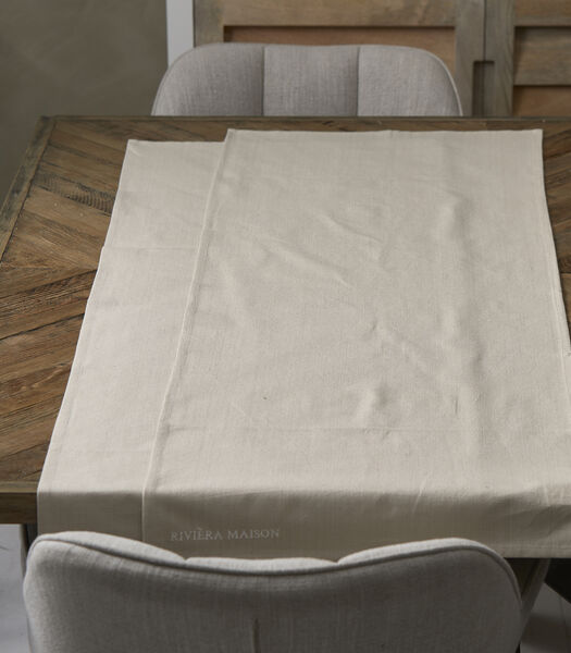 Set van 2 textiele tafellopers, Plain - Whisper Flax - Beige - 150x50CM