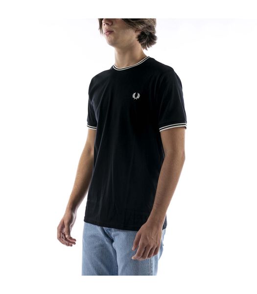 Fred Perry T-Shirt Noir À Double Boutons