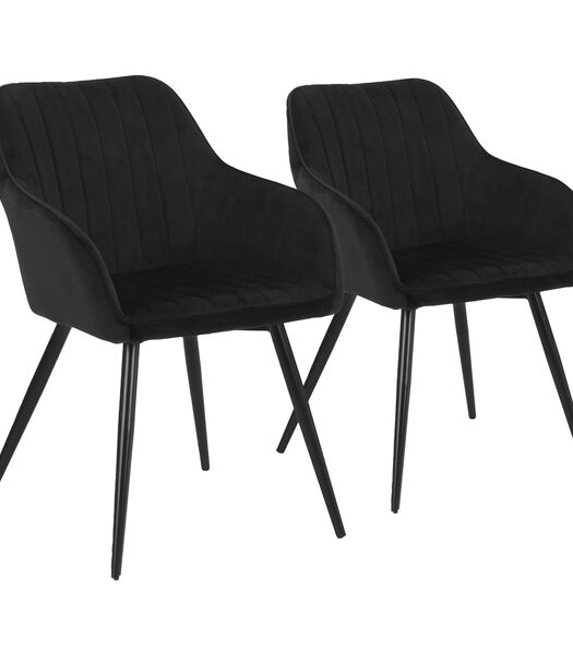 Set van 2 zwarte BERTILLE fluwelen stoelen