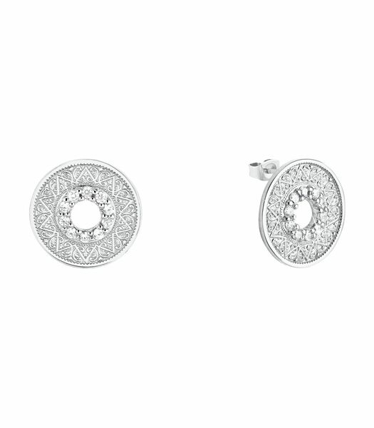Clous d'oreille pour dames, argent 925 sterling, zirconium (synth.)|pièce de monnaie