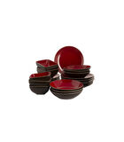 Serviesset Lava Stoneware 6-persoons 24-delig Bruin Rood image number 0