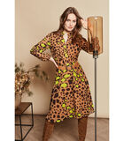 Trendy jurk in dierenprint met fluo accent image number 0
