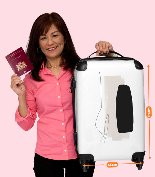 Handbagage Koffer met 4 wielen en TSA slot (Beige - Zwart - Lijn - Abstract)