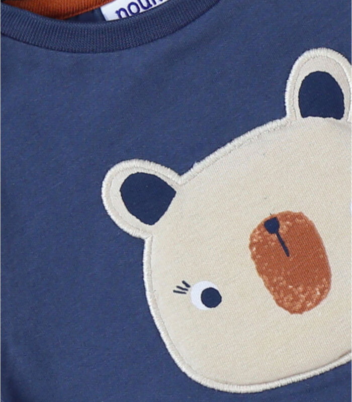 T-shirt met korte mouwen en panda print, marineblauw/ecru image number 2