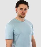 T-Shirt Tricoté - Manches Courtes - Bleu Clair - Coupe Regular - Excellent Coton image number 1