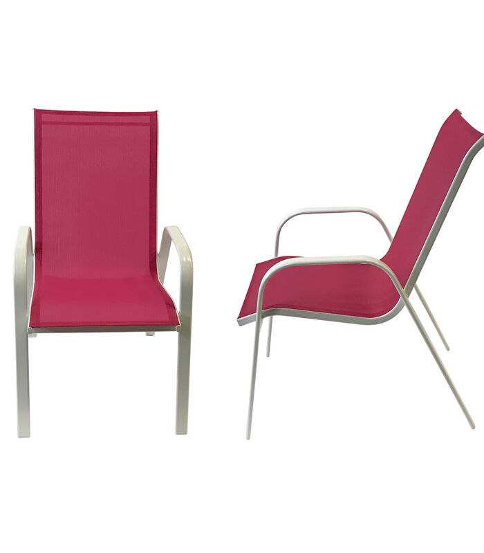 Set van 4 MARBELLA stoelen in roze textilene - wit aluminium image number 2