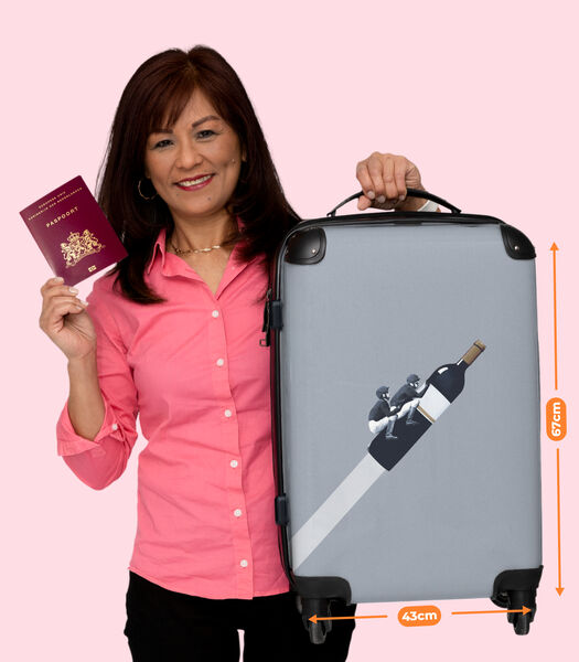 Bagage à main Valise avec 4 roues et serrure TSA (Bouteille - Abstrait - Art - Gris)