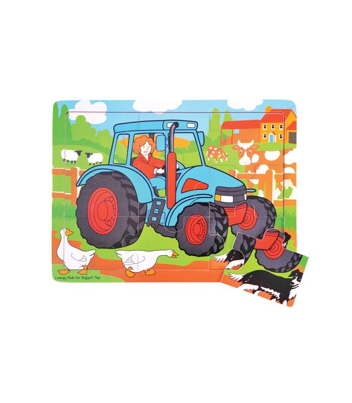 Bigjigs Houten Puzzel Tractor - 9 stukjes image number 0