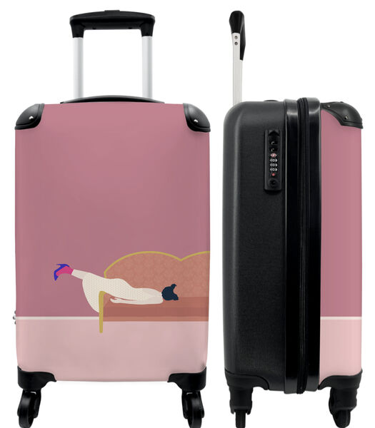 Ruimbagage koffer met 4 wielen en TSA slot (Vrouw - Abstract - Bank - Roze)