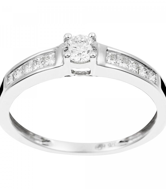Solitaire ring "Tour Princesse" Wit Goud en Diamanten image number 2
