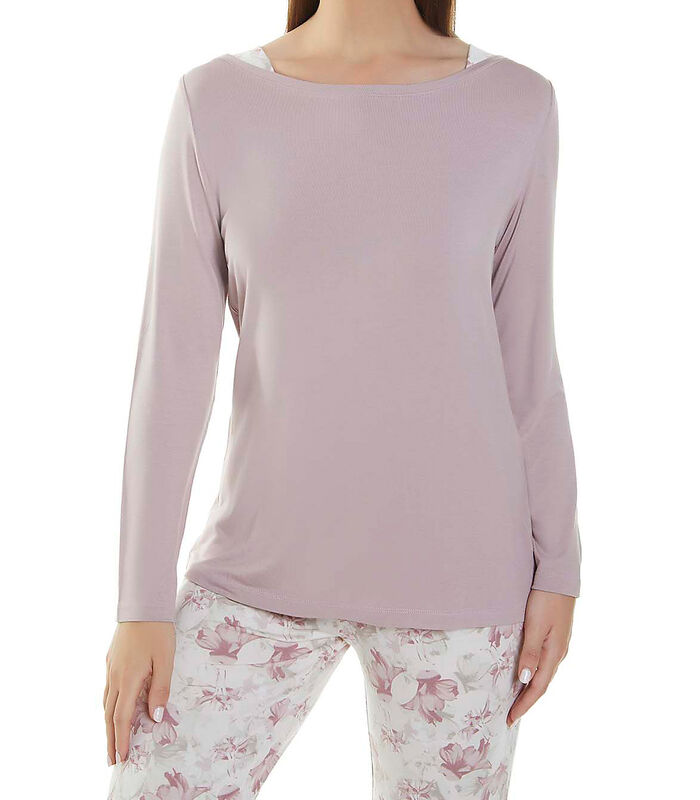 Homewear pyjama broek en top Flowers roze image number 2