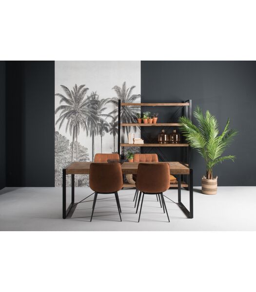 Robust - Table de repas - 240cm - bois de manguier naturel - acier laqué noir - rectangulaire