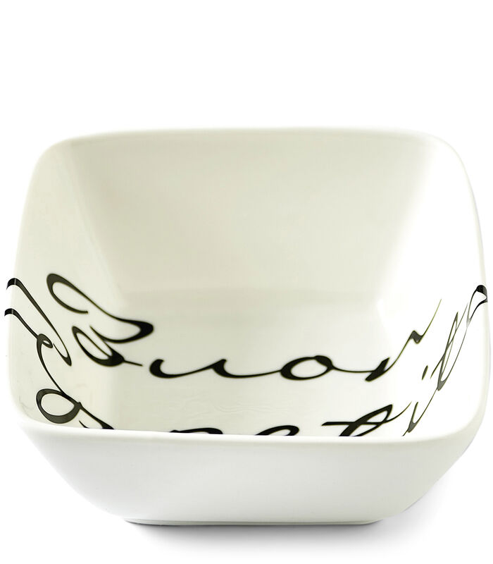 Bol en porcelaine, plat de service avec texte - Buon Appetito - Blanc image number 2