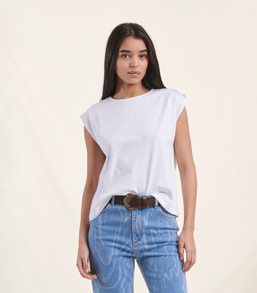 T-shirt blanc en coton sans manches