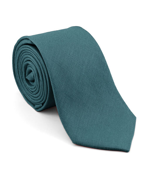 Cravate en lin vert turquoise - RIVER - Fabriquée à la main