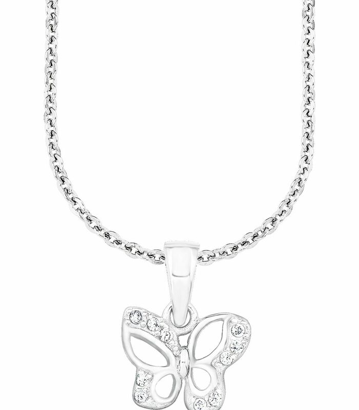 Ketting met hanger voor meisjes, 925 Sterling zilver, zirkonia synth. | vlinder image number 0