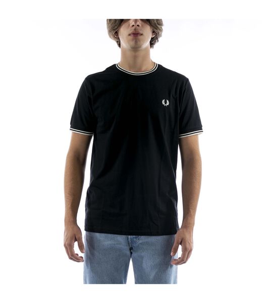Fred Perry T-Shirt Noir À Double Boutons