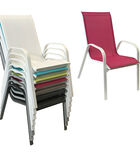 Set van 4 MARBELLA stoelen in roze textilene - wit aluminium image number 1