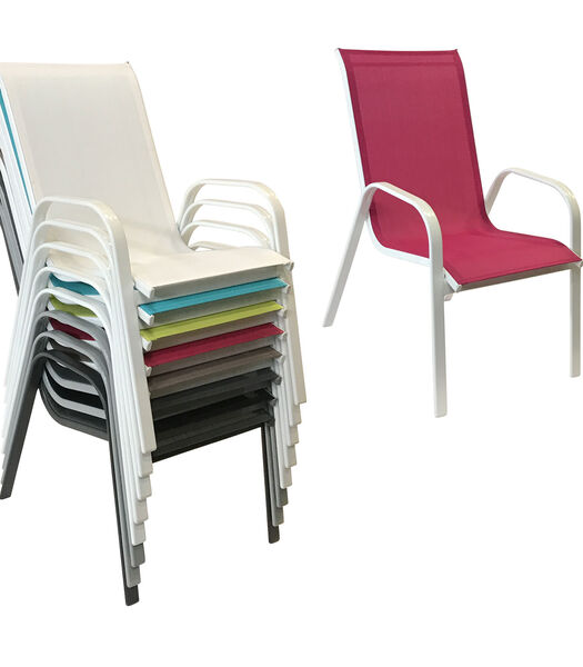 Lot de 4 chaises MARBELLA en textilène rose - aluminium blanc