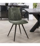 Lined Velvet - Chaise de salle à manger - lot de 4 - velours - vert mousse - rayé - métal - noir image number 1