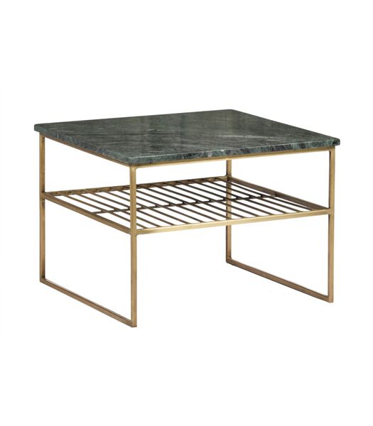 Marble - Table basse - 55cm - marbre - acier laqué - vert - or - carré