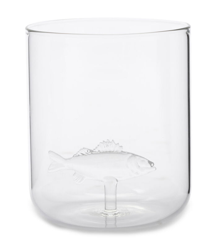 Long Island Fish Waterglas Transparant - met glazen vis op bodem image number 0