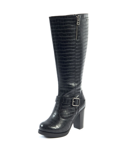 XL laarzen voor brede kuiten - Model Kamilla Croco, Black, 39
