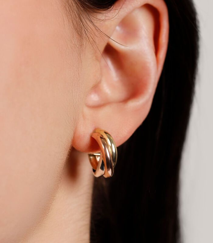 Gouden driekleur oorbellen "Créoles Tri Or" image number 2