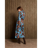 Lange jurk in een prachtige felblauwe print image number 1