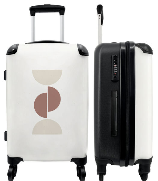 Handbagage Koffer met 4 wielen en TSA slot (Vormen - Beige - Wit - Abstract)