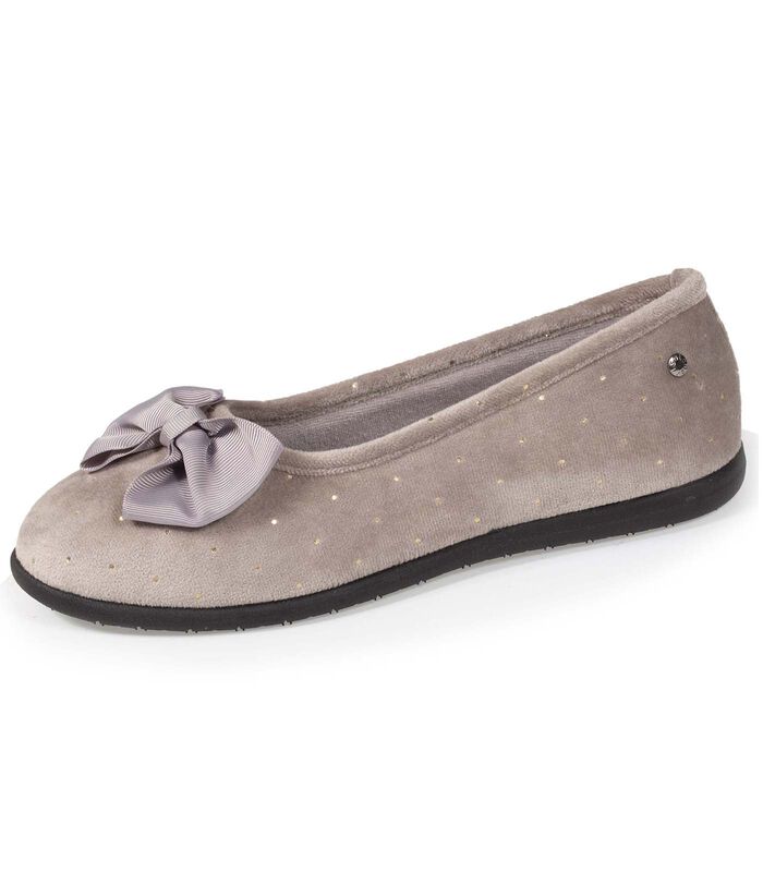 Chaussons Ballerines Femme Pois dorés Taupe image number 0