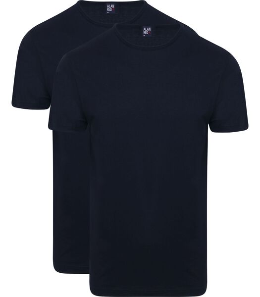 Derby O-Hals T-Shirt Navy (2Pack)