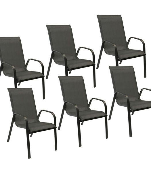 Lot de 6 chaises MARBELLA en textilène gris - aluminium gris anthracite