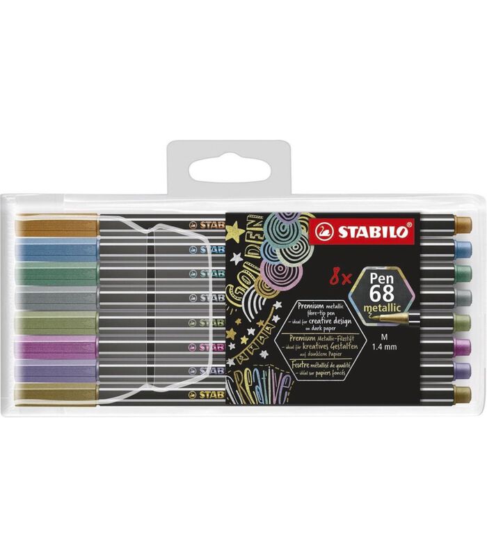 Pen 68 metallic - premium viltstift etui met 8 kleuren image number 3