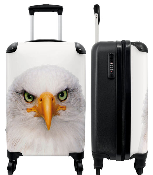 Valise spacieuse avec 4 roues et serrure TSA (Aigle - Oiseau - Close up - Blanc - Oiseau de proie)