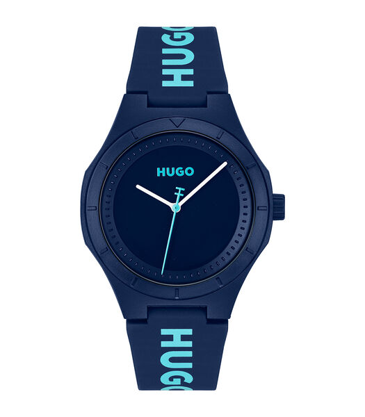 Horloge met siliconen armband blauwe wijzerplaat 1530344