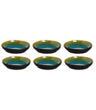 Bord diep Lotus 21 cm Turquoise Zwart Stoneware 6 stuks image number 0
