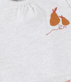 Lichtroze jurkje uit twee materialen met karamelkleurige peertjes image number 3