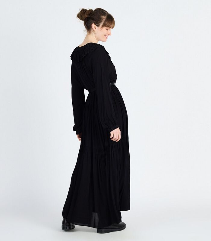 Lange jurk viscose met riem DAPHNE image number 3