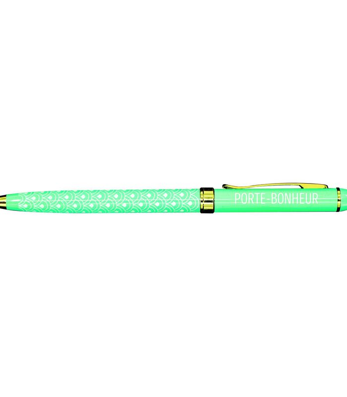 Fijne pen in gelakt metaal turkoois - Geluksbrenger image number 0