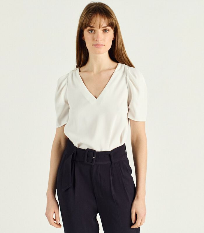 TIAGO blouse met korte mouwen en V-hals image number 0