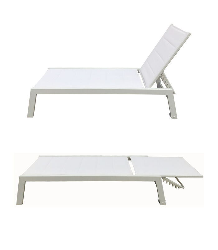 BARBADOS ligstoel in wit textilene - wit aluminium image number 1